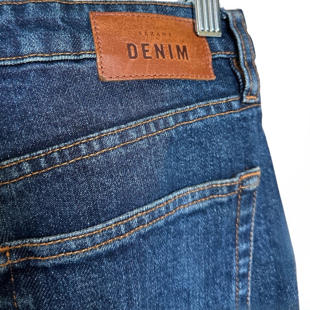 Sezane Button Fly High Rise Straight Leg Denim Mom Jeans Size 28